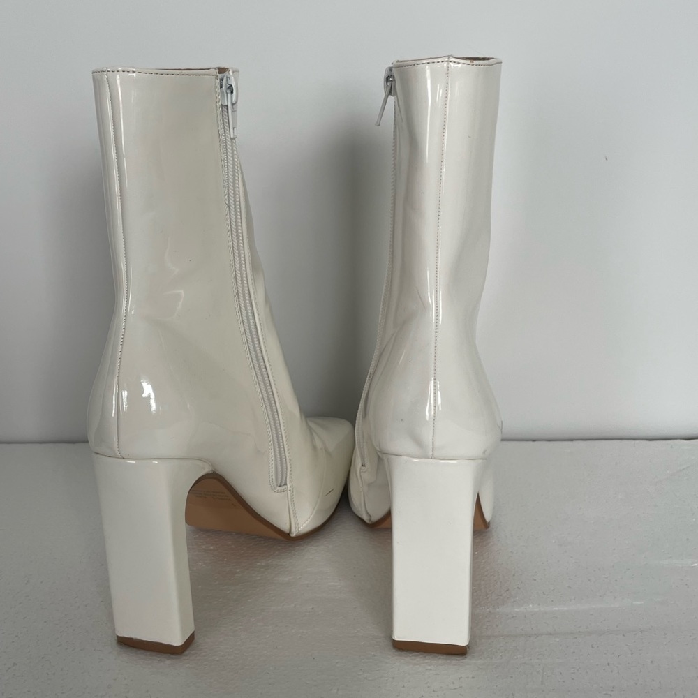 White Faux Leather Booties - Picture 5 of 9
